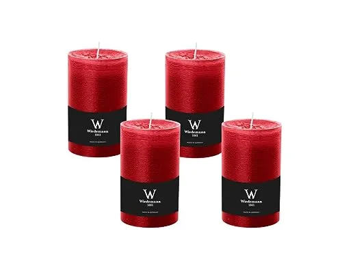 4er Set Adventskranzkerzen Rustik Marble Rubin - Hochwertige durchgefärbte Kerzen in Weihnachtsrot (Rubin), ideal für stimmungsvolle Adventsdekoration. Mit einer Brenndauer von bis zu 42 Stunden, hergestellt in Deutschland aus bestem Paraffinwachs.
