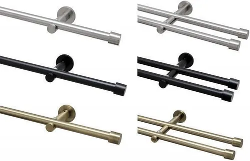 Garduna Gardinenstange Ø 16mm 1-Lauf Schwarz Metall, 240cm - Einzelfensterstangen aus robustem Metall, inklusive kompletter Montageausstattung und kürzbaren Rohren für individuelle Anpassung.