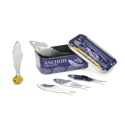 Balvi Aperitif-Gabel Conserverie Anchois Sardellen-Konservendose im Retrodesign Blech/Edelstahl