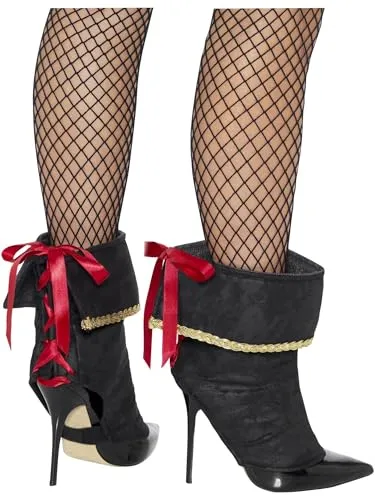 Smiffys Piraten Stiefelüberzieher, Schwarz, hinten zum Schnüren