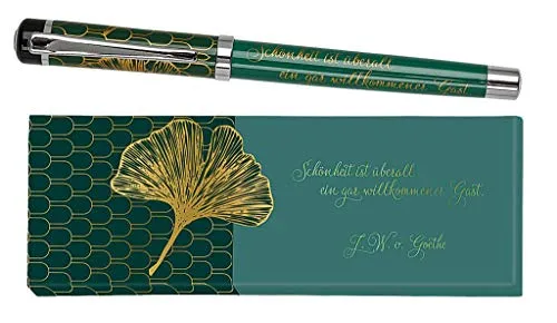 moses. libri_x Tintenroller Johann Wolfgang von Goethe, Tintenschreiber aus Metall mit blauer Mine, Bedruckt mit Zitat von Johann Wolfgang von Goethe, In einer Geschenkbox, 1 Stück (1er Pack)