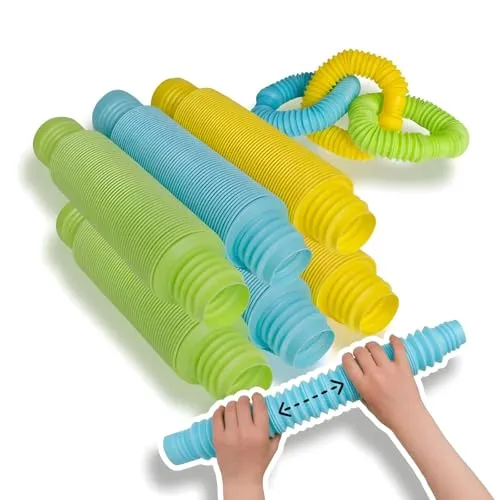 alldoro 68711 Flexi Pop Tubes 6er Set, ausziehbares Fidget Spielzeug von 21-67 cm, buntes Motorikspielzeug ab 3 Jahren, Indoor & Outdoor