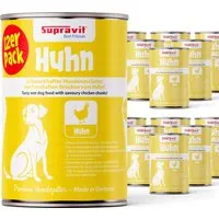 Supravit Nassfutter mit Huhn für Hunde | 12 x 410g | Getreidefreies Hundefutter ohne Zusatzstoffe - Naturnahes Nassfutter für Hunde mit 100% reinem Hühnerfleisch, leicht bekömmlich und ohne Konservierungsstoffe. Ideal für ernährungssensible Hunde und Feinschmecker.