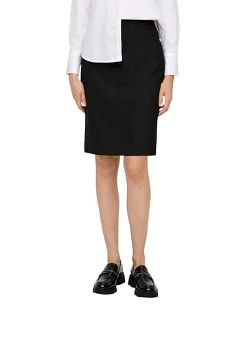 Kurzer Rock aus Viskosemix in Schwarz - Größe 44 - Eleganter Damenrock aus leichtem Viskosemix mit Gehschlitz, perfekt für den Alltag oder besondere Anlässe. Ausgestellte Passform und mittelhoher Bund bieten optimalen Tragekomfort.