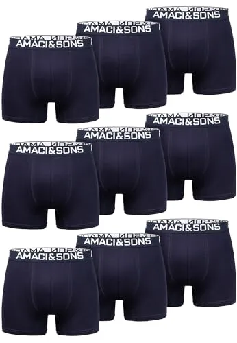 Amaci&Sons Herren Boxershorts Baumwolle 9er Spar-Pack Männer Unterhose Unterwäsche 9x9005 Navyblau/Navyblau XXL