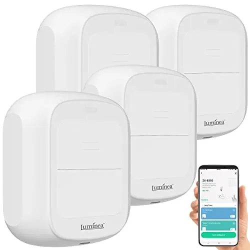 Luminea Home Control Funk Lichtschalter: 4er-Set Smarte WLAN-Fernbedienung mit 2 Tasten, Licht & Szenen steuern (Funk-Lichtschalter Aufputz, App-Fernbedienung, Steckdose Schalter)