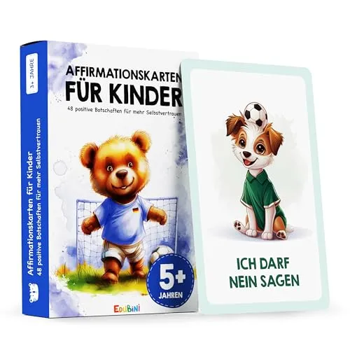 Edubini 48 Affirmationskarten Kinder - Umgang mit Gefühlen Lernen mit Gefühlskarten für Kinder [Pädagogisch wertvoll] - Achtsamkeitskarten, Mutmacherkarten, Selbstbewusstsein stärken