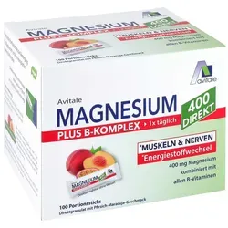 Magnesium 400+B-Komplex direkt Pfirsich-Maracuja