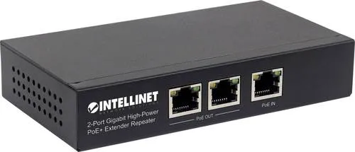 Intellinet 561266 2-Port Gigabit High-Power PoE+ Extender - Sonstige, ideal für die Erweiterung von PoE-Netzwerken mit 2 PSE-Ports für zuverlässige Stromversorgung über Ethernet.