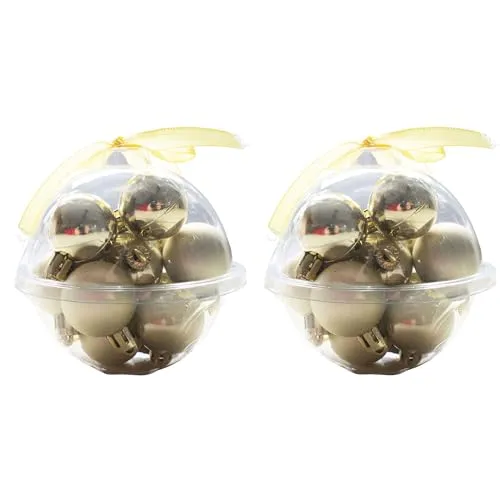 Mini Baumkugeln Ø 3 cm zum Hängen - Bruchsicher - Baumschmuck Kunststoff für Innen und Außen - Kleine Christbaumkugeln (Gold + Silber (matt + Glanz)) 24 x