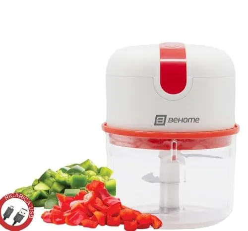 BEHOME Zerkleinerer Elektrisch Mini mit Wiederaufladbar USB-Anschluss, Mini Zerklein Edelstahl 250 ml
