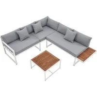 Juskys Gartenmöbel Lounge St. Tropez - Elegante Gartenmöbel für 4 Personen, wetterfest und ideal für entspannte Stunden im Freien
