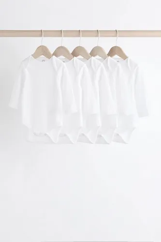 Next Langarmbody 5er-Pack - Shirtbodies: Langärmelige, gerippte Baby-Bodysuits im praktischen 5er-Pack, ideal für den täglichen Gebrauch und leicht zu reinigen.