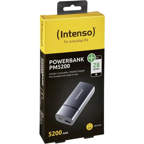 Intenso PM5200 Powerbank echte : 5200 mAh Li-Ion Aluminium Silber Statusanzeige