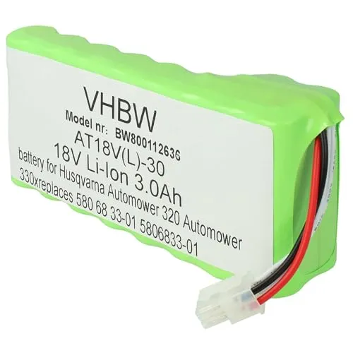 vhbw Akkupack kompatibel mit Husqvarna Automower 320, 420 bis BJ 2019/2020, 330X Rasenroboter (3000mAh 18V Li-Ion)