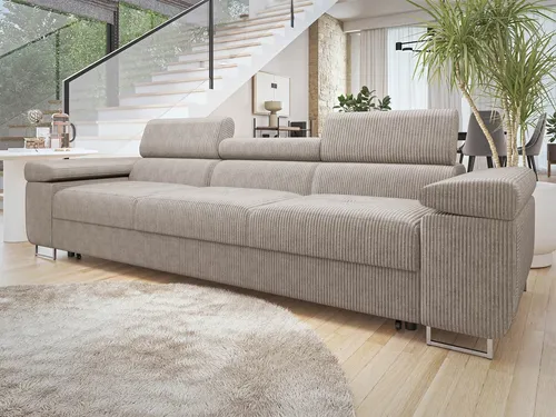 MIRJAN24 Schlafsofa Torezio 3 Bis Cord mit Schlaffunktion und Kopfstützen - Multifunktionales 3-Sitzer Sofa mit ausziehbarer Schlaffunktion und verstellbaren Kopfstützen. Kompakte Maße: 263x102x70-90 cm, ideal für jedes Wohnzimmer. Ein stilvoller Blickfang für entspannte Stunden.