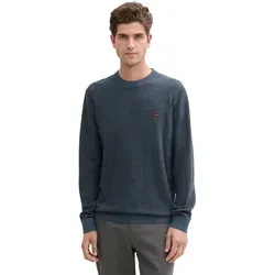 TOM TAILOR Herren Strickpullover mit Logo-Badge - Navy Blue Green Multicolor, M - Stylisher Herrenpullover mit Logo-Badge, Regular Fit und umweltfreundlicher Baumwolle für nachhaltigen Modebewusstsein.