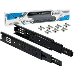 ID Dinkel 1 Paar Schubladenschienen Vollauszug 45mm Länge 800mm SCHWARZ Schienen für Schubladen