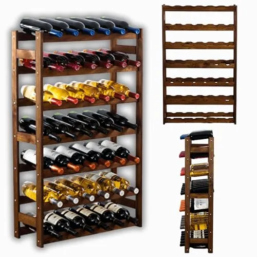 MODO24 Flaschenregal für 42 Flaschen, eleganter Weinschrank aus Holz - Das MODO24 Weinregal bietet Platz für 42 Flaschen und vereint stilvolles Design mit praktischer Funktionalität. Perfekt für Weinliebhaber, die ihre Sammlung sicher und ansprechend präsentieren möchten.