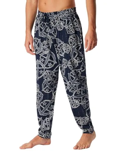 Schiesser Herren Schlafhose lang 150 Years - Lange Herrenschlafhose in Blau aus 100% hochwertiger Bio-Baumwolle. Bequemer Schnitt mit Bindekordel und praktischen seitlichen Taschen für zusätzlichen Komfort.