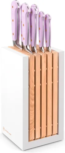 WÜSTHOF Classic Messerblock Purple Yam, 7-teilig - Küchenmesser Set mit 7 hochwertigen Messern und stylischem Messerblock aus geölter Esche – perfekt für präzise Schnitte und ein trendiges Küchenambiente.