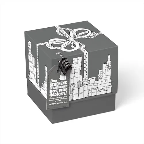 SURPRISA Geschenkbox, Rätselbox Geldgeschenke Verpackung, Geburtstagsgeschenk für Männer, Geschenkrätsel, Größe M (16cm)
