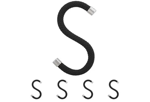 Peppermint Products LOOP HOOK | 5er Set Textil-S-Kleiderhaken (Schwarz) - Kleiderhaken aus robustem Seil, ideal für Reisende und kreative Lösungen für fehlende Bügel. Perfekt für digitale Nomaden und stilbewusste Abenteuerlustige!