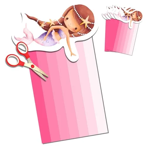 MeinBaby123® 10 Einladungen zum selber basteln (Meerjungfrau Streifen)