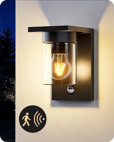 Edishine Wandleuchte Außen mit Bewegungsmelder – Modernes Design, IP44, E27 Fassung
