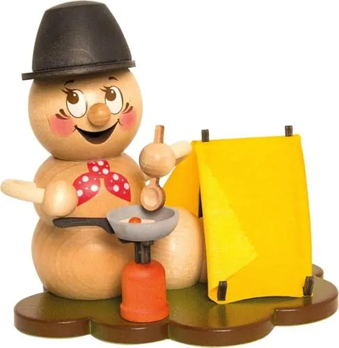 Kuhnert Räuchermännchen Räucherwurm Rudi - Camper - Handgefertigte Holzfigur - Räuchermännchen aus nachhaltigem Holz, liebevoll handgefertigt und ideal als charmante Dekoration oder Geschenkidee für Naturliebhaber und Camping-Fans.