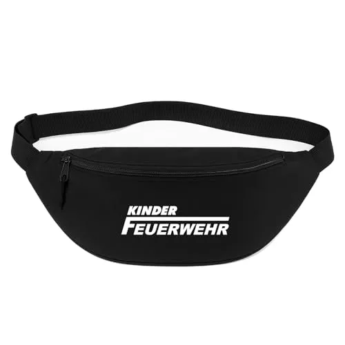 Huuraa Bauchtasche Kinder Feuerwehr Schriftzug Geschenk 2,5 Liter Black Crossbody Bag Kinder Feuerwehr Geschenkidee