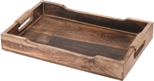 Koopman Tablett Serviertablett Holztablett Mango Braun Unbehandelt Rustikal 3 Größen, Mangoholz, (1-tlg), Tablett, Mangoholz, Serviertablett