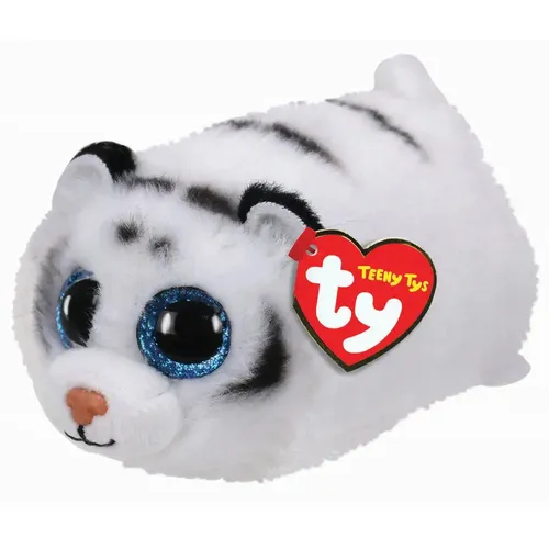 TY 42151 Tundra Tiger Plüschtier - 10 cm, weiß mit glitzernden Augen und entzückenden rosa Streifen
