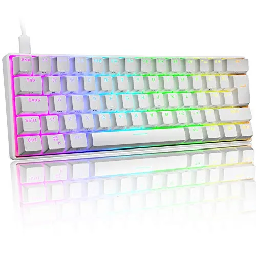 UK Layout 60% Mechanische Gaming-Tastatur Typ C verkabelt 61 Tasten LED-beleuchtete USB-wasserdichte Tastatur 14 Chroma RGB-Hintergrundbeleuchtung Anti-Ghosting-Tasten für Computer/PC/ Lapto /MAC