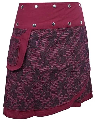 Vishes Damen Wickelrock mit Druckknöpfen und Blumenmuster von Vishes