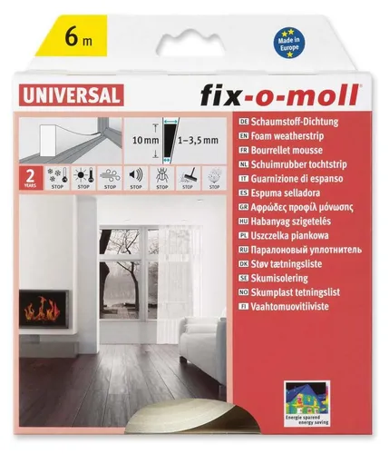 fix-o-moll Schaumstoffdichtung selbstklebend weiß 6 m 1-3,5 x 10 mm