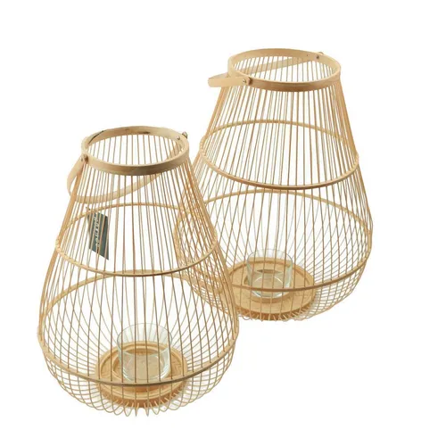 2er Set Bambus Laterne LIVORNO in braun von BOURGH