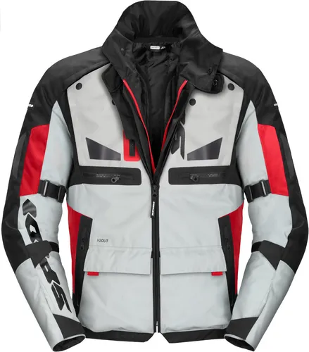 Spidi Crossmaster Motorrad Textiljacke M, weiss-rot - Motorradjacke mit H2Out-Technologie: wasserdicht, winddicht und atmungsaktiv. Ideal für sicheres Fahren bei jedem Wetter mit zahlreichen Taschen für optimalen Stauraum.