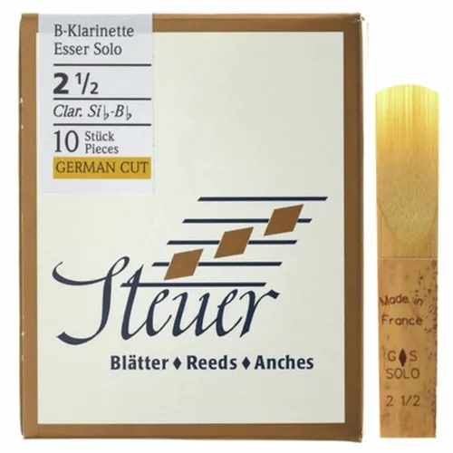 Steuer 738014 Blatt BB-Klarinette Solo White Line 2.5 - 10er-Packung - Blätter für Holzblasinstrumente, langlebig und flexibel, ideal für Klarinettisten, die Wert auf Qualität legen.