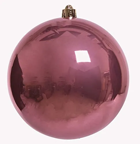 große dekorative winterliche bruchfeste Weihnachtskugel Dekokugel Kunststoff glänzend federleicht für innen und außen Durchmessernh (samtpink glänzend, 14 cm)