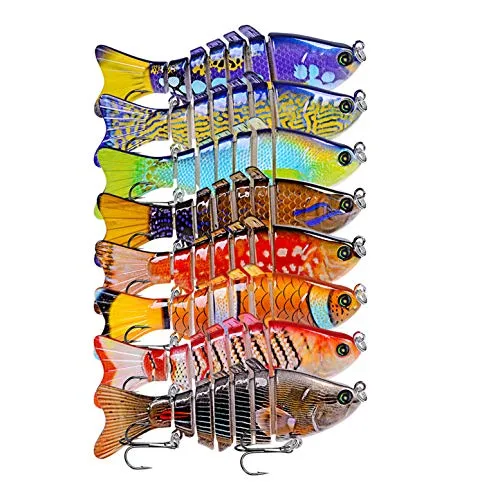 CHSEEO 1 Stück Mehrteiliger Hecht Wobbler Kunstköder Jerkbait Popper Angel-Köder Forellenköder Angelhaken Perfekt zum Hecht Zander Barsch Swimbait Angelzubehör (Zufällige Farben) #1