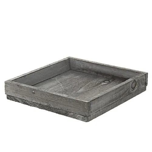 Holztablett Grau 20x20x4 cm - 6 Stück - Vintage Dekoration - Stilvolles Holztablett in Grau, ideal für die Dekoration oder als praktisches Servierbrett. Set aus 6 Stück, perfekt für jeden Anlass.