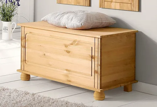 Home affaire Sitztruhe Finca beige - Sitzbank aus der Serie Finca, gefertigt aus FSC®-zertifiziertem Holz, gewachste Oberfläche für natürlichen Glanz und einfache Selbstmontage. Ideal für gemütliche Landhaus-Einrichtungen.