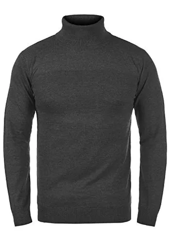 Indicode Ernetto Herren Rollkragenpullover - Charcoal Mix, Größe XL - Pullover für Herren, aus nachhaltiger Baumwolle, weich und bequem mit abgesetztem Muster, ideal für stylische Outfits zu jeder Jahreszeit.