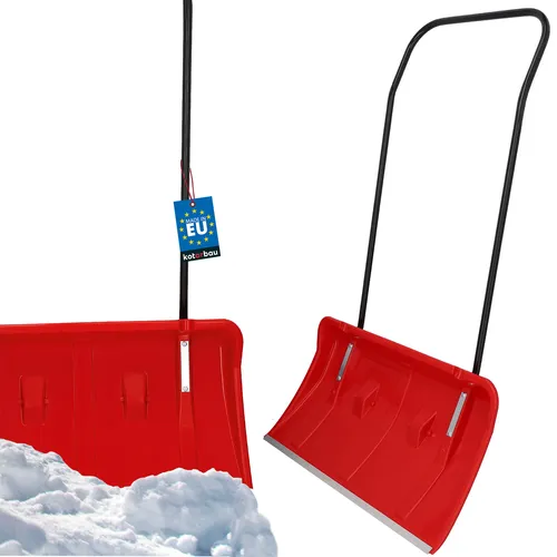 KOTARBAU® Schneeschieber mit Rädern Schneeschaufel 80 cm Schneewanne mit Alu-Profilkante Schneeschippe mit Metallgriff Practical Rot Schneeräumer
