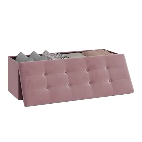 WOLTU Sitzbank mit Stauraum, 110 cm, rosa Samt