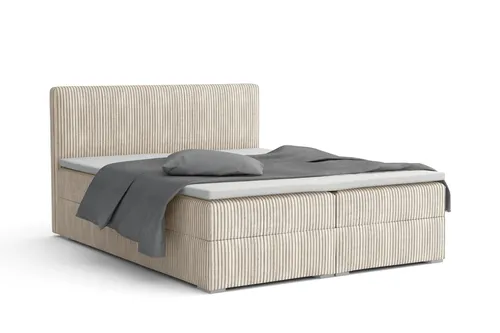BOXBETT LON IV 140/200 in Cord Creme H4 – Komfortabel und modern - Boxspringbett LON IV in Creme, mit seitlich klappbarem Bettkasten für großzügigen Stauraum. Ideal für Paare, hochwertige Matratzen und pflegeleichter Cord-Stoff sorgen für besten Schlafkomfort.