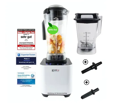KeMar Kitchenware Standmixer KSB-200, 1500,00 W, 2 Behälter, Touchdisplay, Hochleistungsmixer, Smoothiemaker