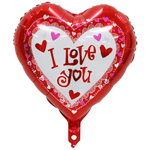 Folienballon Herz 45 cm Luftballon Hochzeit Helium Ballon Heliumballon Deko Liebe XL Geburtstag Party Deko Dekoration bunt JGA Partydeko- Kopper-24 - I love you rot weiß