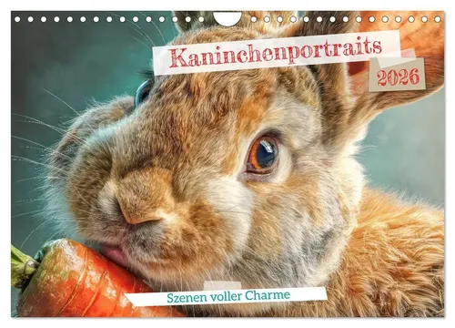 Liselotte Brunner-Klaus | Kaninchenportraits - Künstlerischer Kalender mit 14 charmanten Kaninchenmotiven, ideal für Tierliebhaber. Hochwertige Druckqualität für ein stilvolles Zuhause.